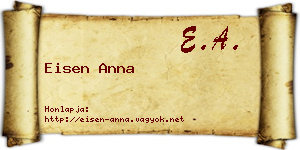 Eisen Anna névjegykártya